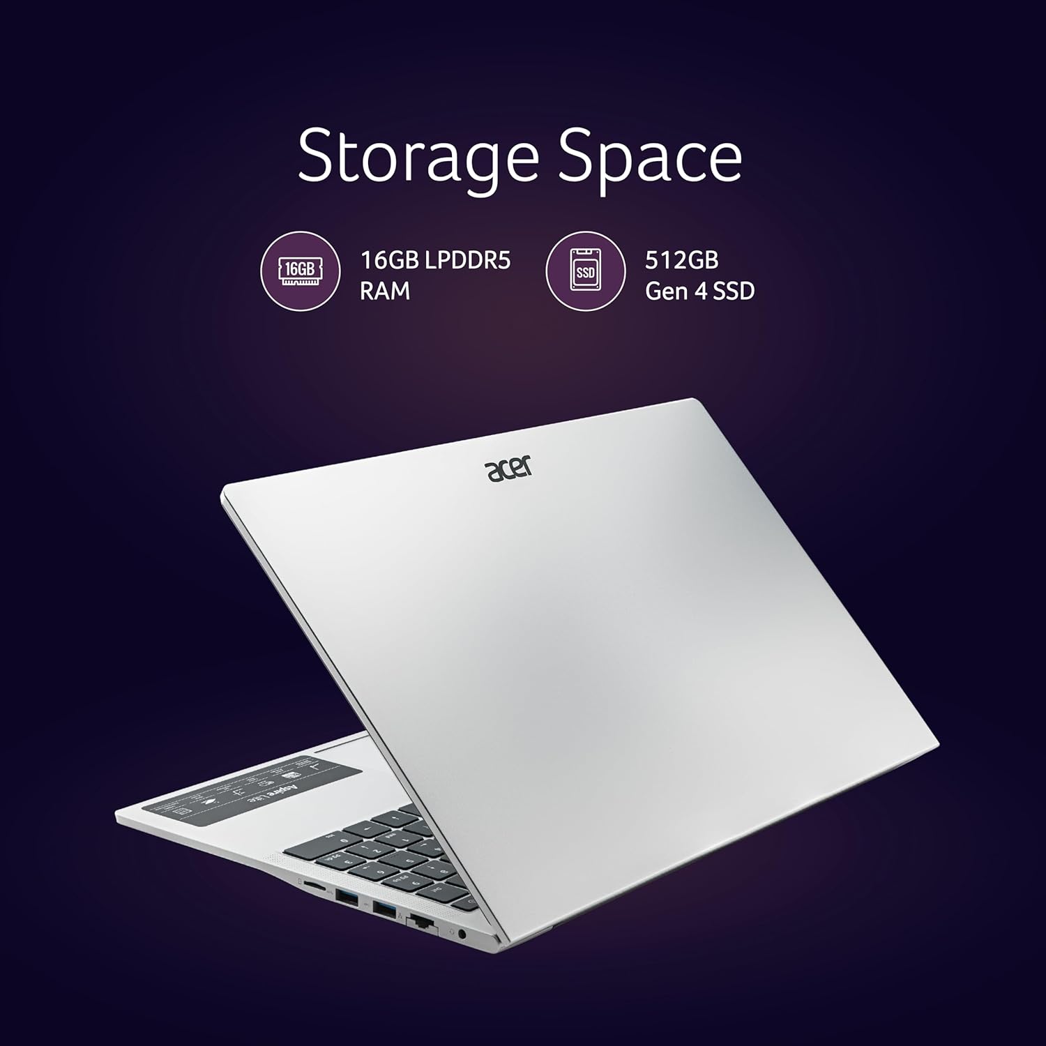 acer Aspire Lite Intel Core 5-210H Processor, Office 2024 + M365 Basic, 16GB RAM/512GB SSD, 15.6"/39.62 cm, FHD IPS Display,Win 11 Home, Backlit KB, Steel Grey, 1.7Kg, AL15-52H, Thin and Light Laptop - Image 4