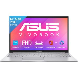 ASUS Vivobook 15 (2025),, 8GB RAM, 512GB SSD, FHD, 15.6", 39.6 cm, Windows 11 Home,M365 Basic(1 Year)* Office 2024,Cool Silver,1.7 Kg, X1504VA-D5321WS, Thin & Light Laptop
